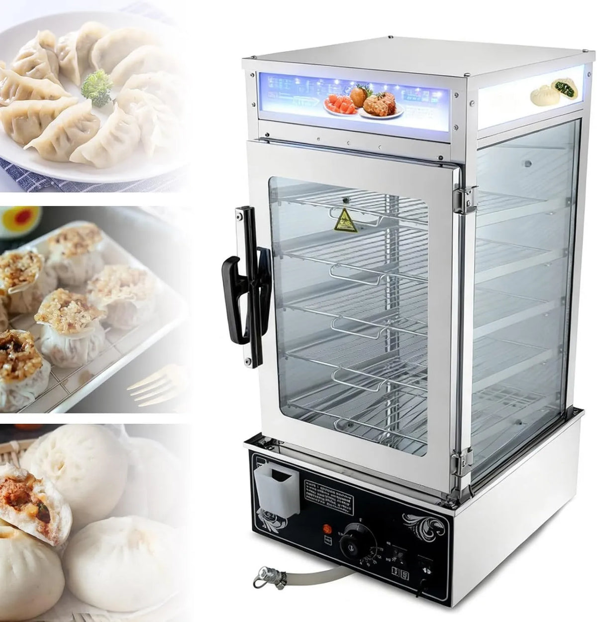 guoyjmm, Płyta grzewcza do gotowania, 1200 W, 30 do 110°C, para, profesjonalny, 2 strefy temperaturowe, stal nierdzewna
