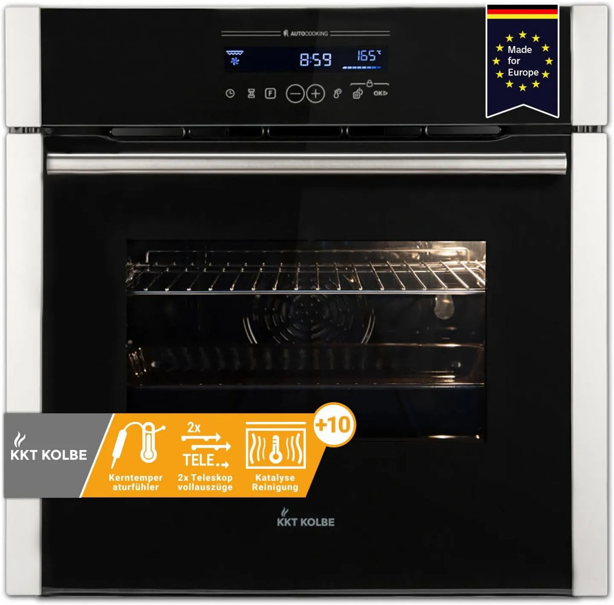 EB8016ED piekarnik elektryczny, 3,2 kW, 60 cm, timer, praca automatyczna, funkcja grilla, uchwyt teleskopowy, rożen obrotowy, funkcja pizzy