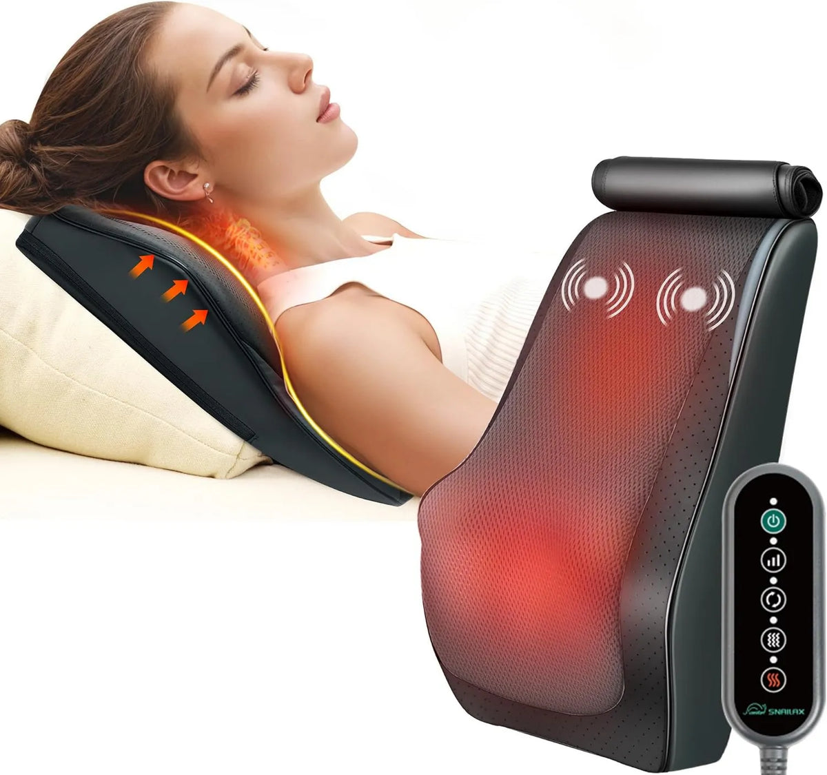 Snailax, Aparatura do masażu pleców i lędźwiowego 3D / 4D, Masażer, Cushion, Efekt 3D, Funkcja ogrzewania, dla szyi / pleców / ramion / Jambes 3D/4D