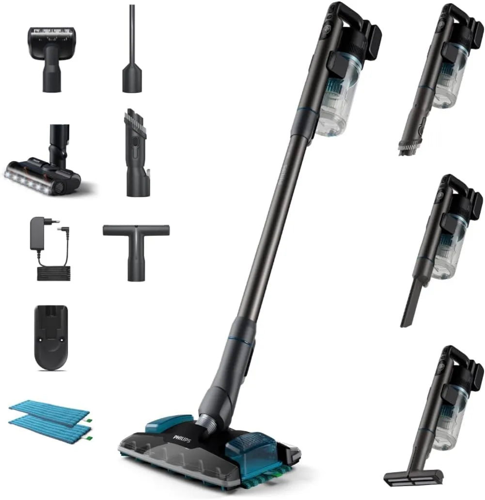 PHILIPS odkurzacz pionowy, 6in1 XC8055 / 01 Odkurzacz, płyta IPS, 80 min, PowerCyclone 12, LED 6en1 XC8055/01