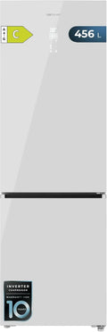 Cecotec chłodziarka do napojów, Bolero CoolMarket Combi Lodówka, 456 l, No Frost, Inwerter, biały, Wysokość 201 cm i 59, MAX INSIDE z technologii VIP, 5 cm szerokości