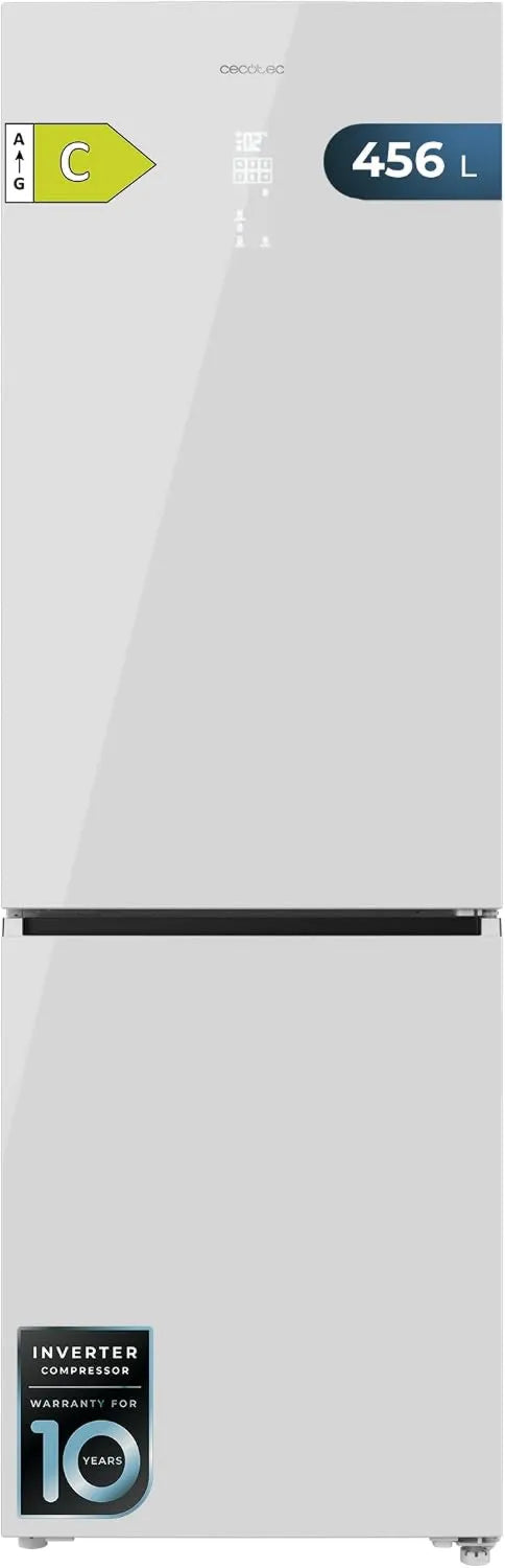 Cecotec chłodziarka do napojów, Bolero CoolMarket Combi Lodówka, 456 l, No Frost, Inwerter, biały, Wysokość 201 cm i 59, MAX INSIDE z technologii VIP, 5 cm szerokości
