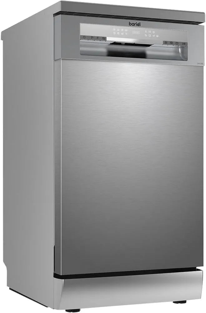 Zmywarka, 45 cm, 26 cm, 8 programów, Szara wolnostojąca zmywarka Slimline, 10 kompletów naczyń