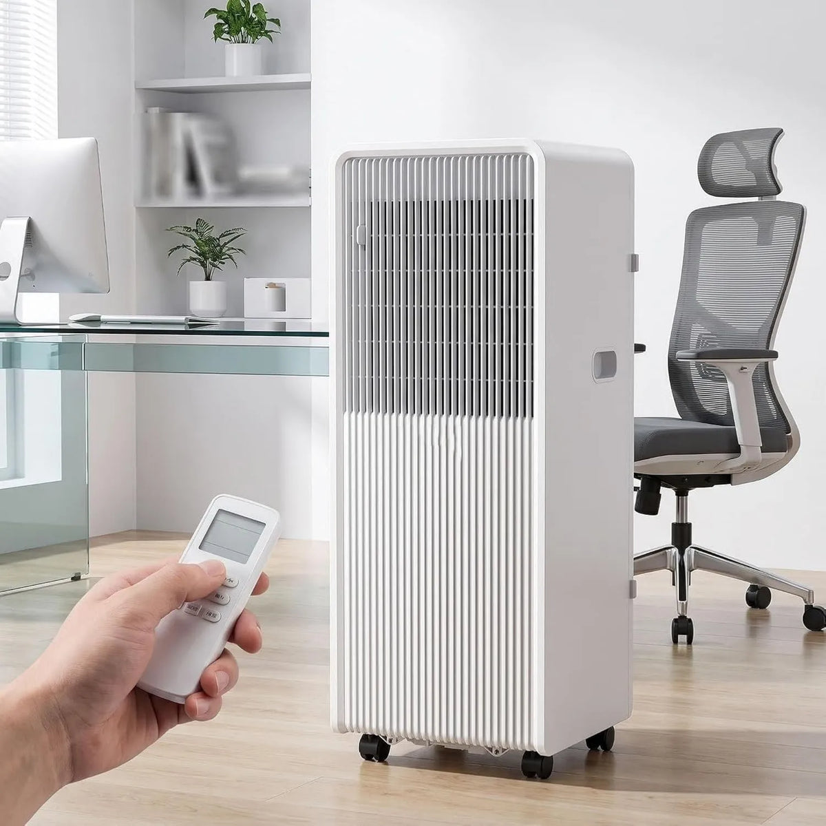 HUANQIN, Urządzenie klimatyzacyjne 24H, minutnik, Inteligentna jednostka AC z zimnym, 11000 BTU, mobilny klimatyzator 12000 BTU Chłodzenie 35 m², Zdalne sterowanie, Wentylator