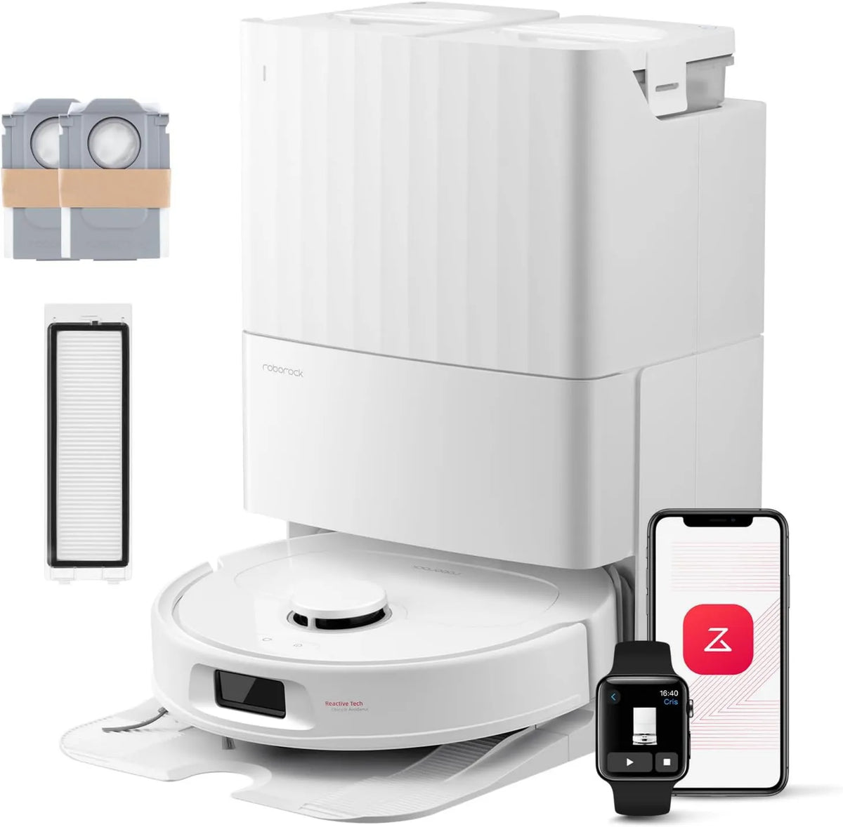 QV 35A robot odkurzający, 8000Pa, 10 mm, 8000 Pa, roborock Set robot odkurzający, 8000Pa HyperForce, wielofunkcyjna stacja, zapobieganie splątaniu