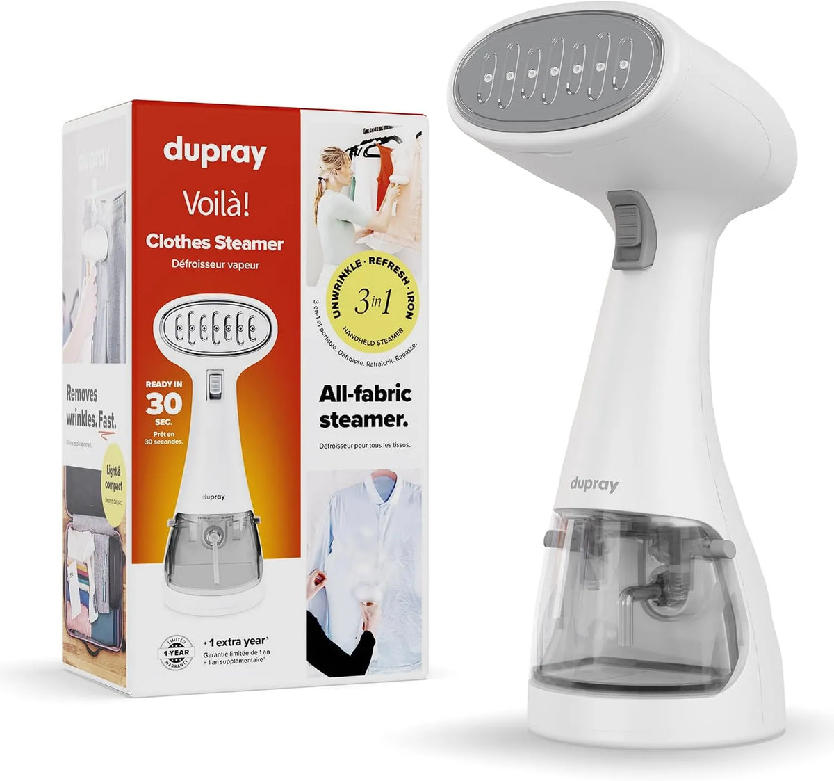 Dupray parownica do ubrań, 3- in-1 Przenośne, na ubrania, Steamer 3 w 1