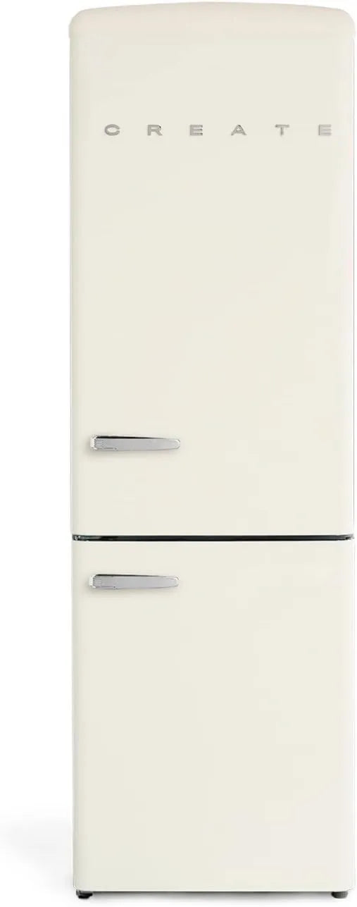 CREATE lodówka, kombinowana, 330 l, 60x74, 4x190 cm, 210 W, z zamrażarką, biały, otwieranie 135o, / FRIDGE STYLANCE, styl retro