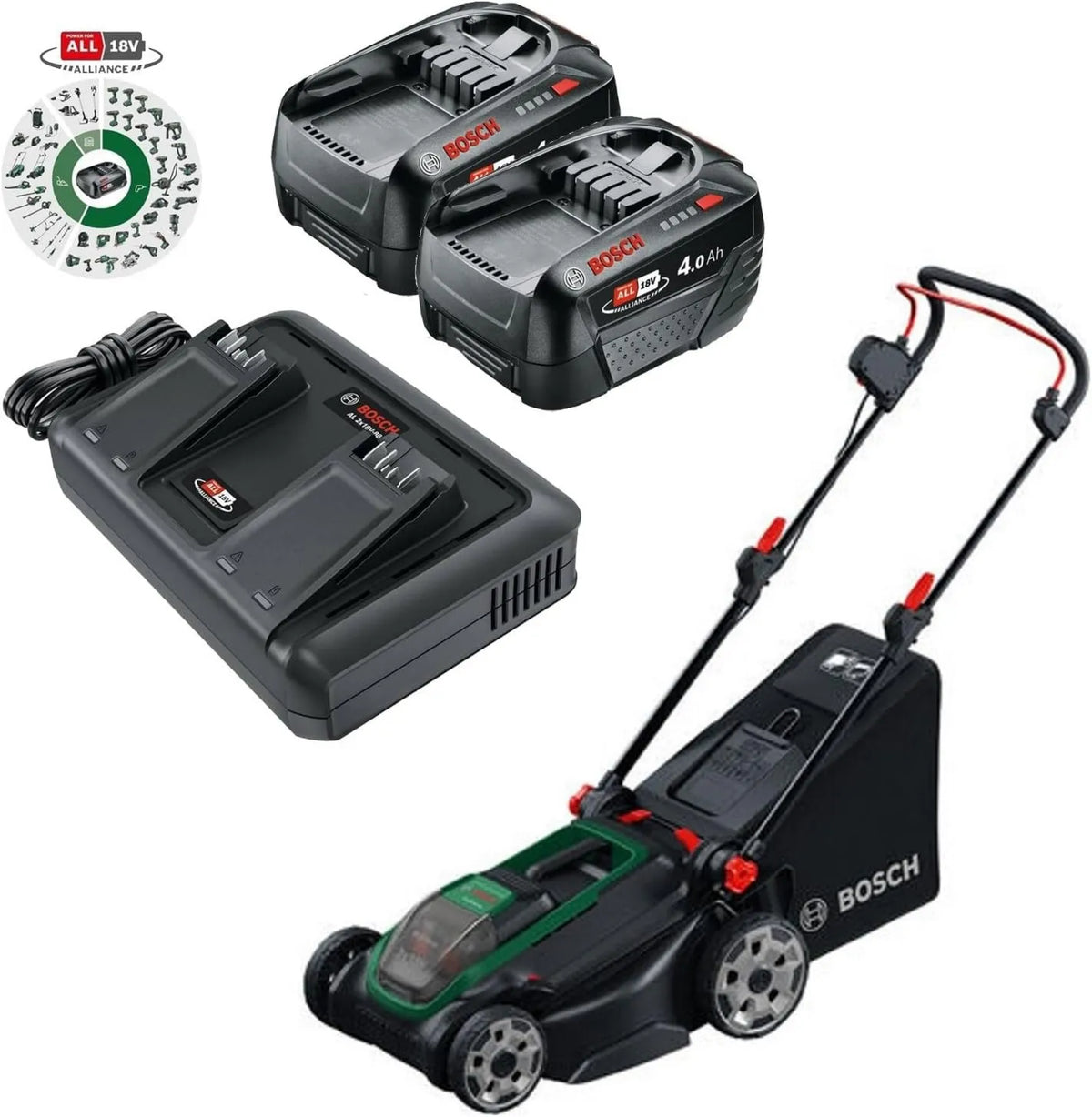 Bosch, ROTAK18 V2-43 Ładowarka, 43 cm, 40 l, 18 V, 75 mm, bezprzewodowy